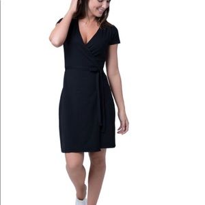 PACT Organic black wrap dress - M